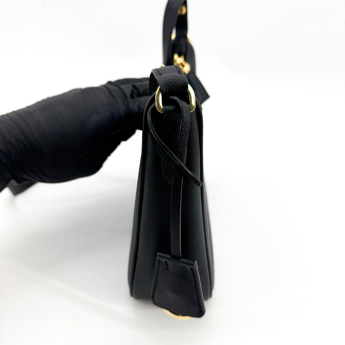 Prada Re-Edition 2005 Hobo Tessuto with Saffiano Leather, Black, Leather, Shoulder Bag