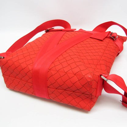 Bottega Veneta Fold-Over Intrecciato Effect Rubber, Red, Rubber, Backpack