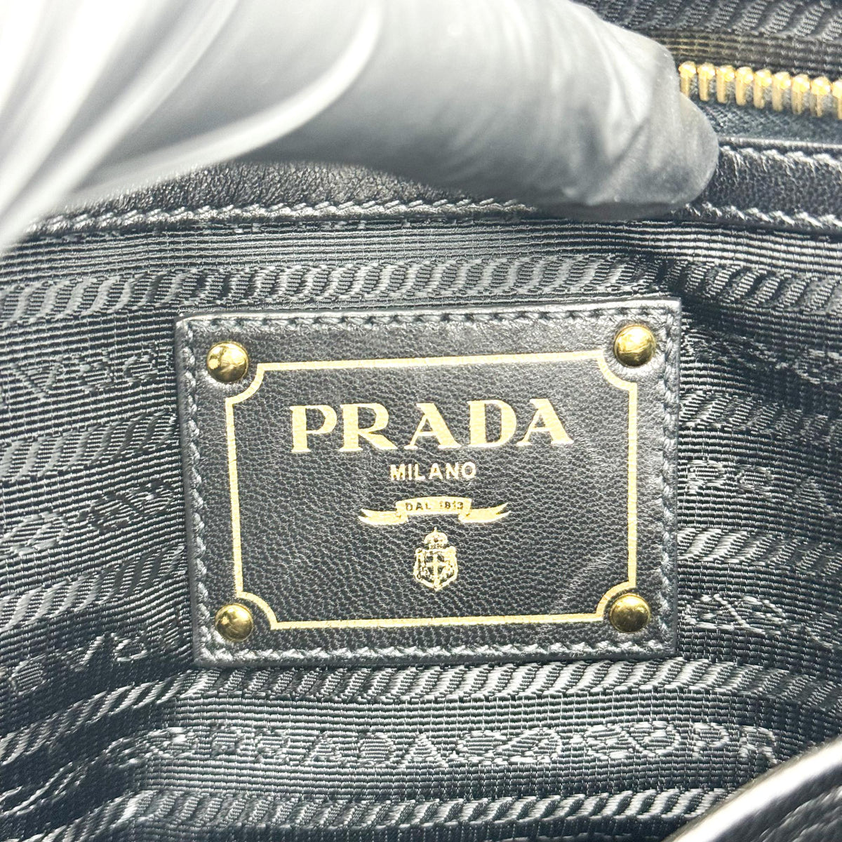 Prada Gaufre Nappa Leather, Black, Nylon, Tote Bag