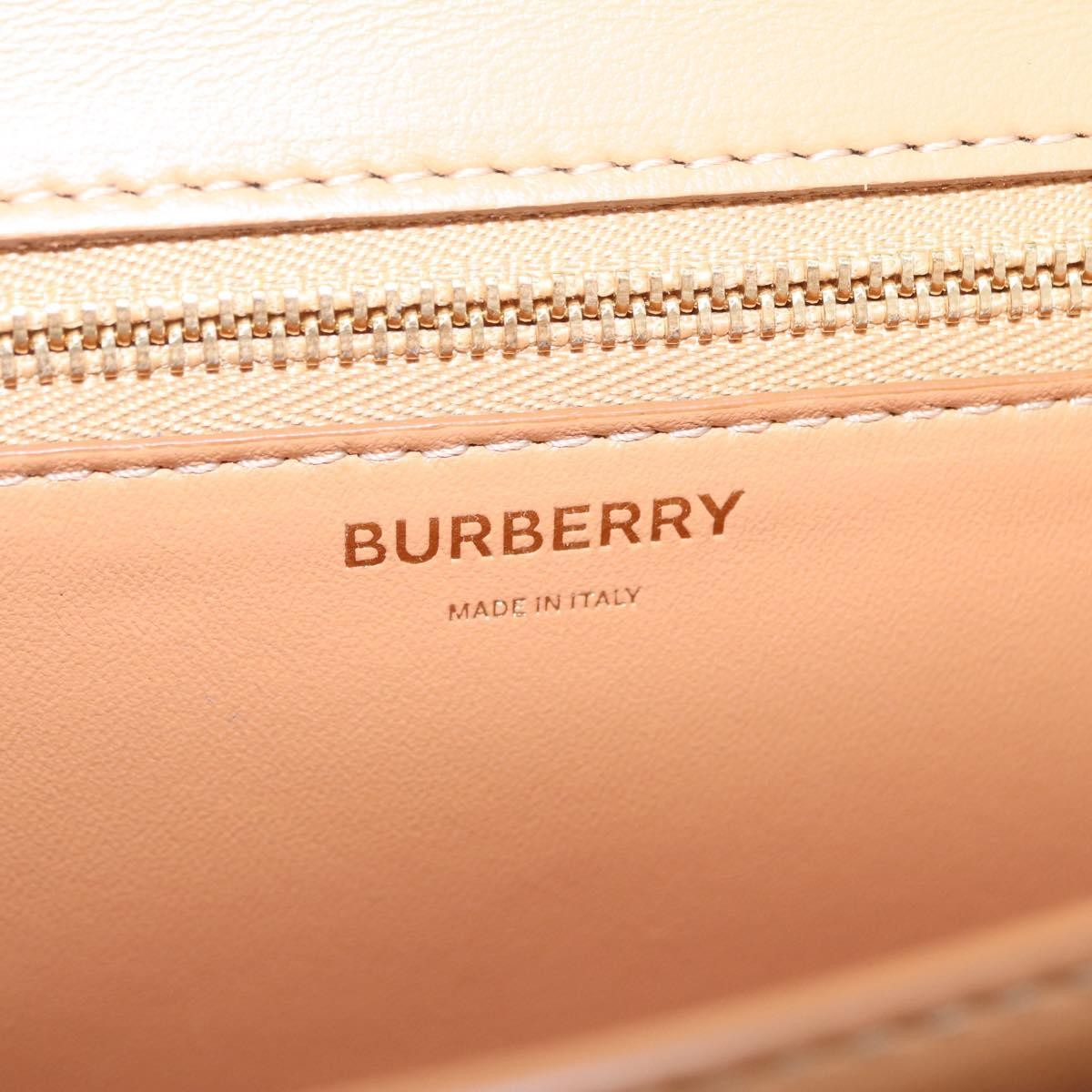 Burberry TB Flap Woven Leather, Beige, Leather, Handbag