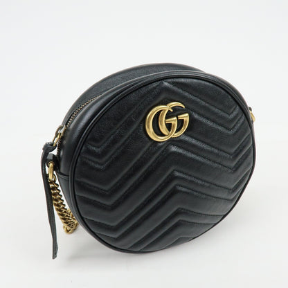 Gucci GG Marmont Round Matelasse Leather, Black, Leather, Shoulder Bag