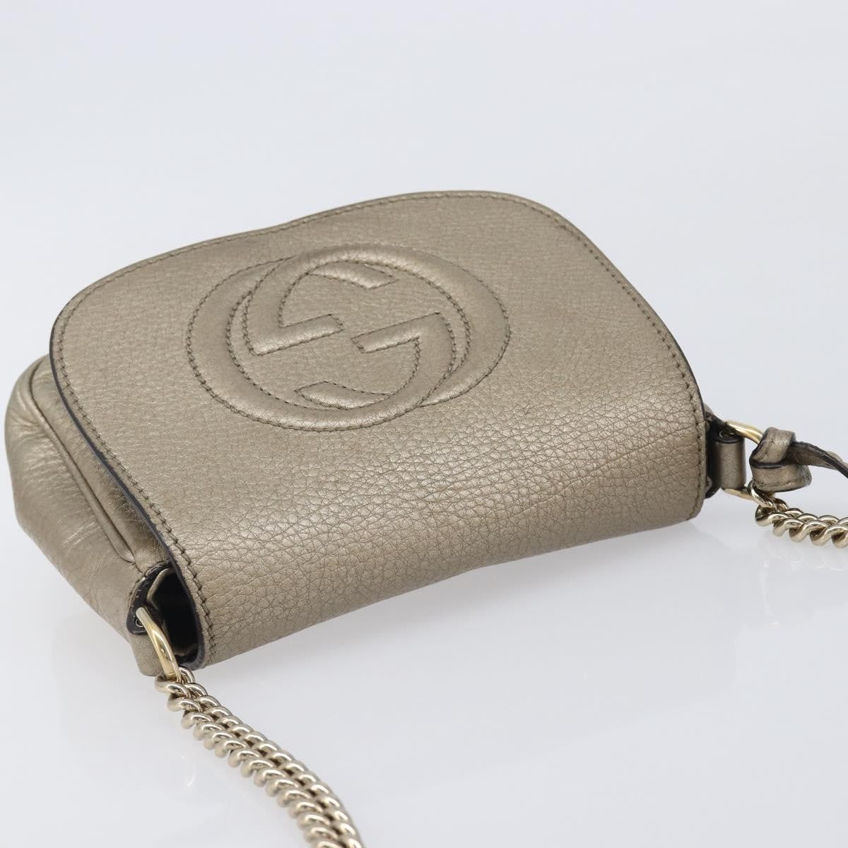 Gucci Soho Chain Leather, Gold, Leather, Crossbody Bag