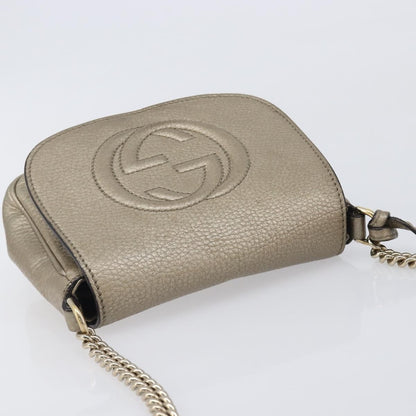 Gucci Soho Chain Leather, Gold, Leather, Crossbody Bag