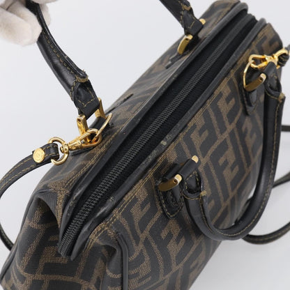 Fendi Convertible Boston Zucca Canvas, Brown, Canvas, Handbag