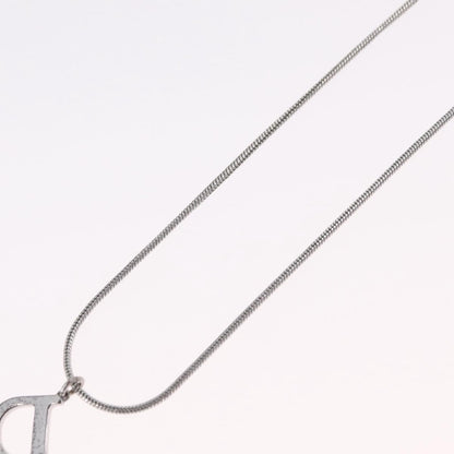 Christian Dior D logo Pendant Metal, Silver, Metal, Necklace