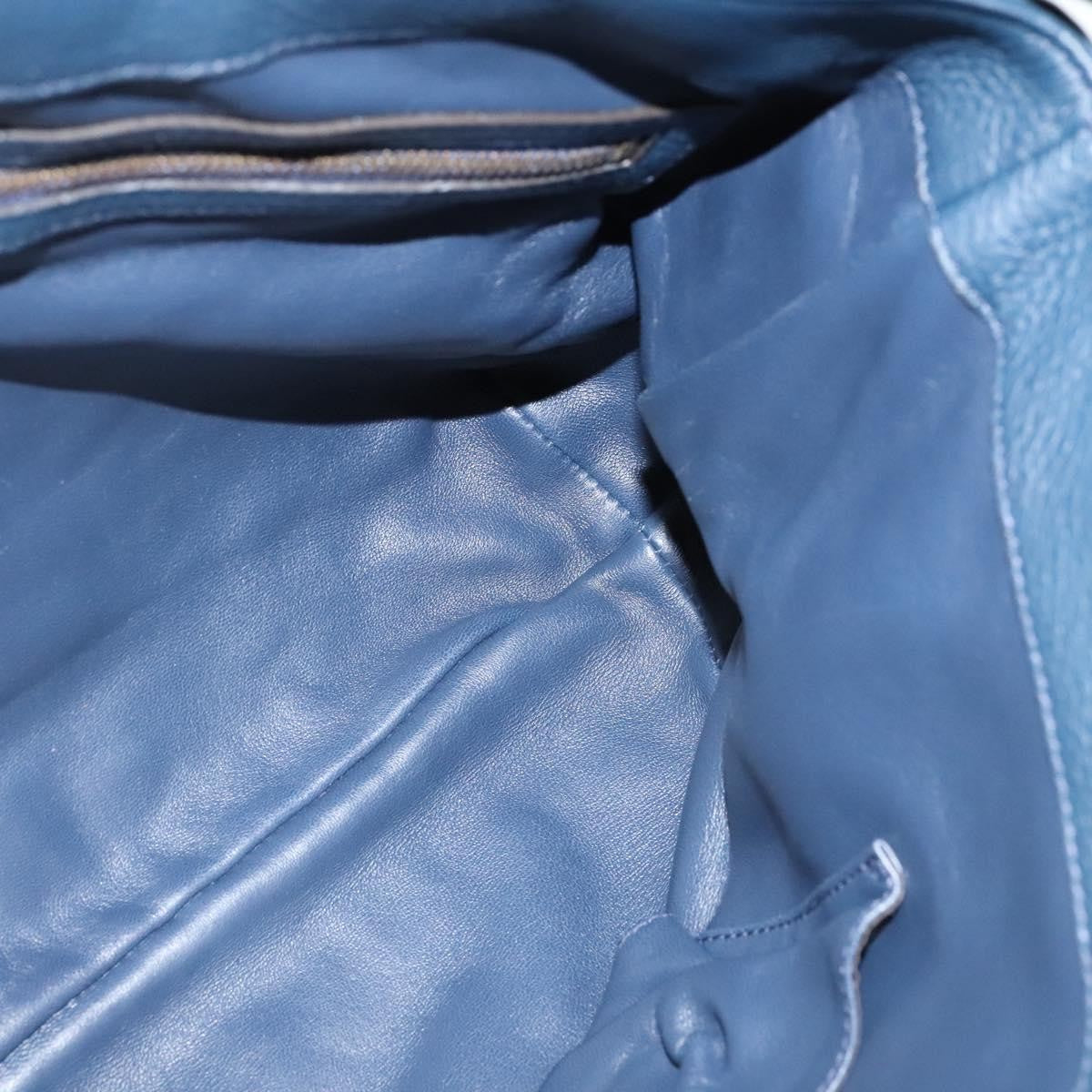 Gucci Hip Bamboo Flap Leather, Blue, Leather, Handbag