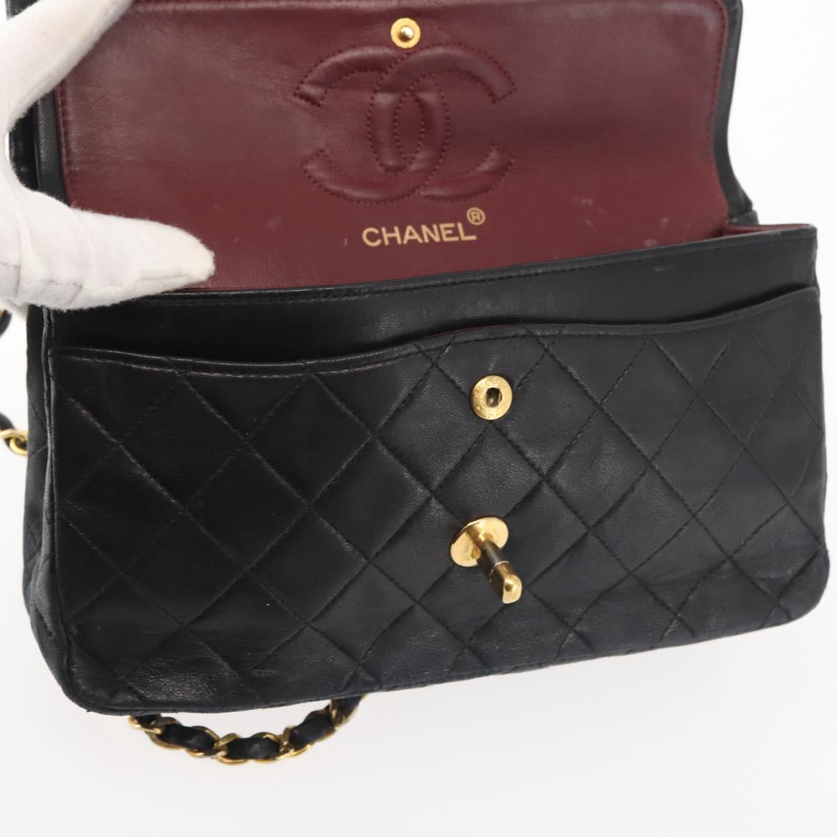 Chanel Vintage Square Classic Double Flap Bag Quilted Leather, BLACK, LEATHER, Shoulder bag