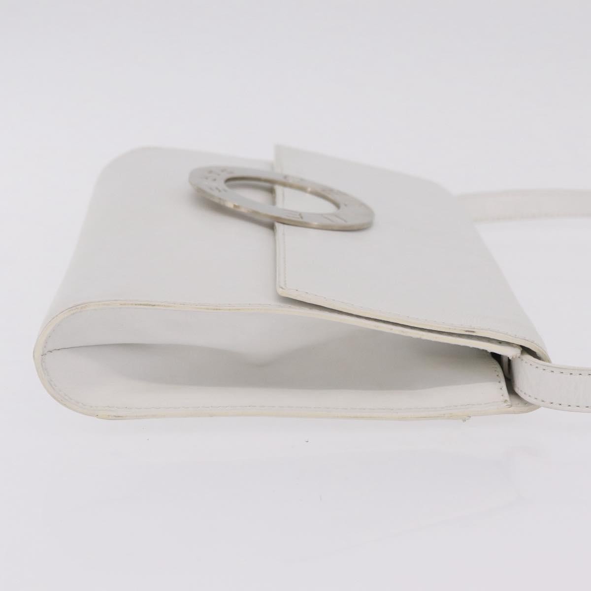Celine Vintage Circle Logo Leather, White, Leather, Crossbody Bag