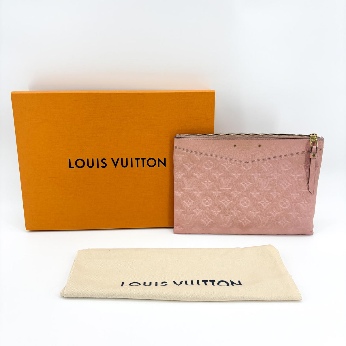 Louis Vuitton Daily Pouch Monogram Empreinte Leather, Pink, Leather, Clutch