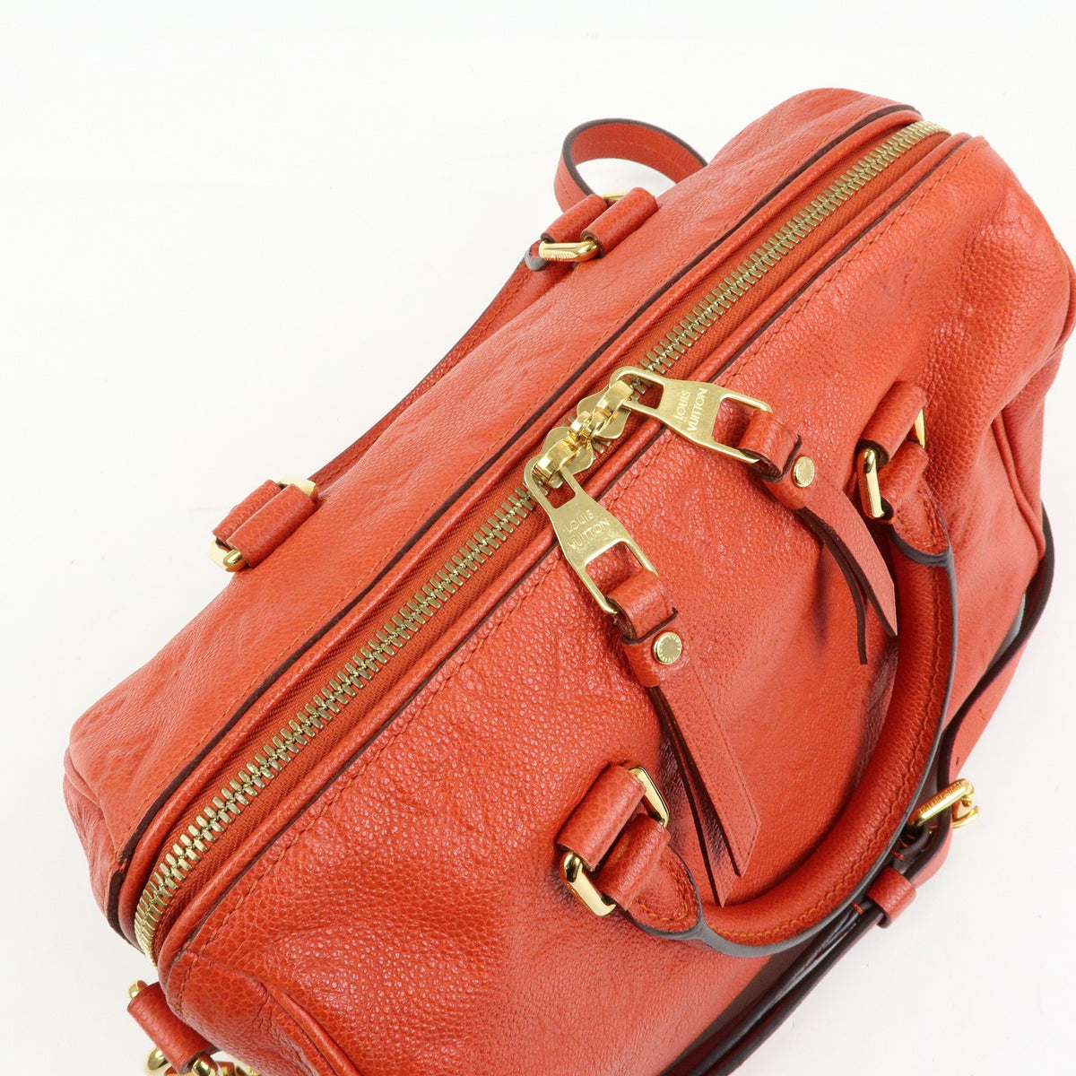 Louis Vuitton Speedy Bandouliere Monogram Empreinte Leather, Orange, Leather, Handbag