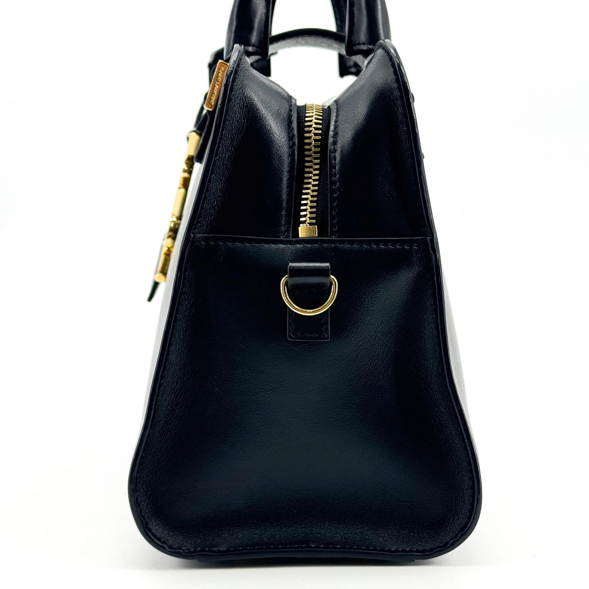 Saint Laurent Convertible Monogram Cabas Leather, Black, Leather, Tote Bag