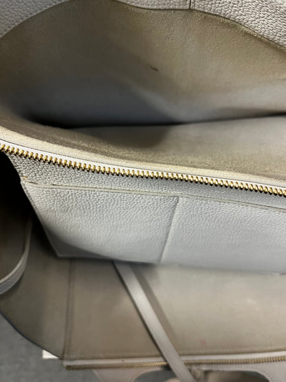 Celine Tri-Fold Shoulder Bag Grained Calfskin, WHITE, LEATHER, Shoulder bag