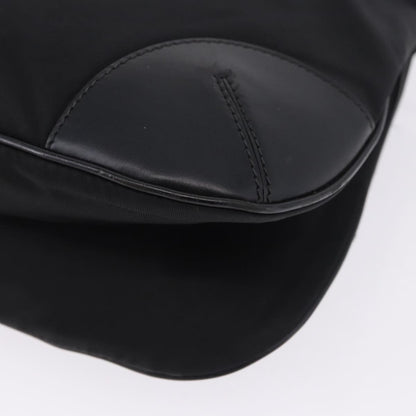 Prada Zip Messenger Tessuto with Leather, Black, Nylon, Handbag