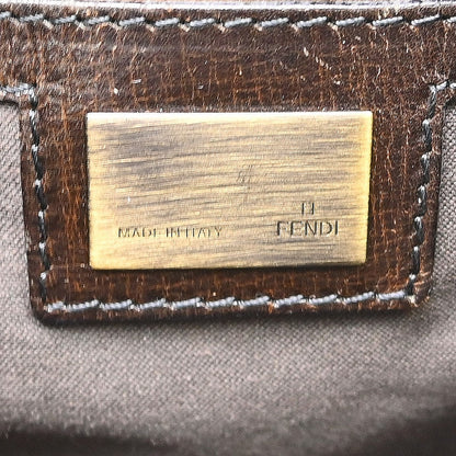 Fendi Handbag canvas, Brown, Leather, Handbag