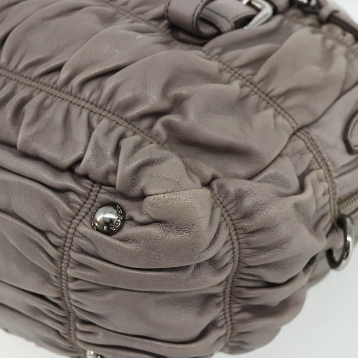 Prada Gaufre Convertible Satchel Nappa Leather, Gray, Leather, Handbag