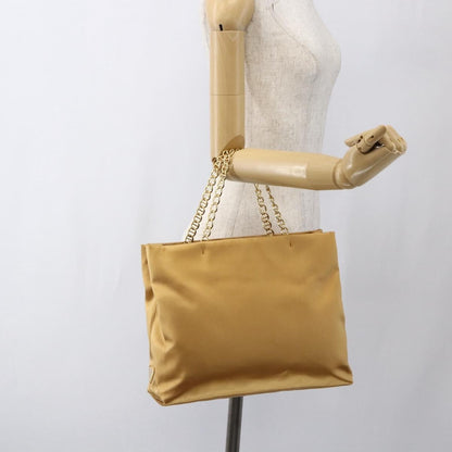 Prada Chain Satin, Gold, Satin, Shoulder Bag