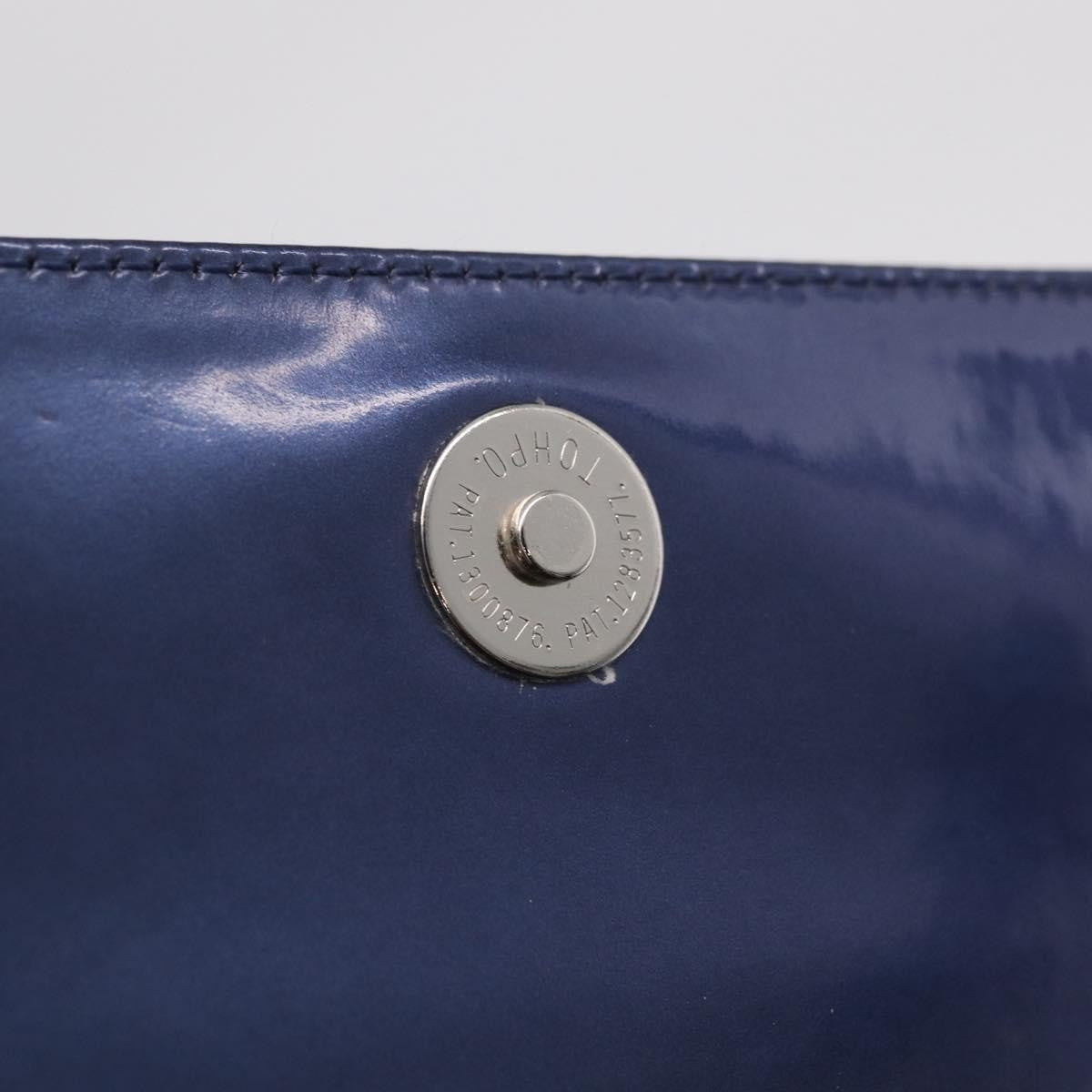 Salvatore Ferragamo Gancini Envelope Top Handle Leather, Navy, Patent Leather, Handbag