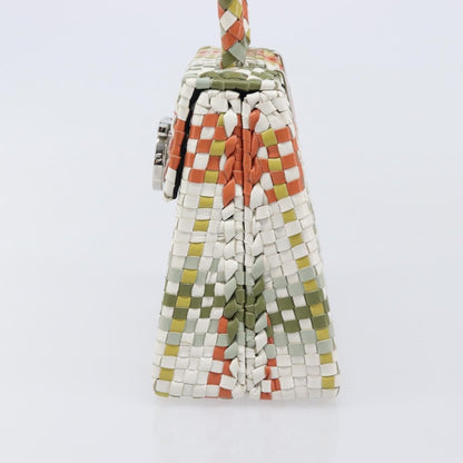 Salvatore Ferragamo Gancini Top Handle Woven Leather, Multicolour, Leather, Handbag
