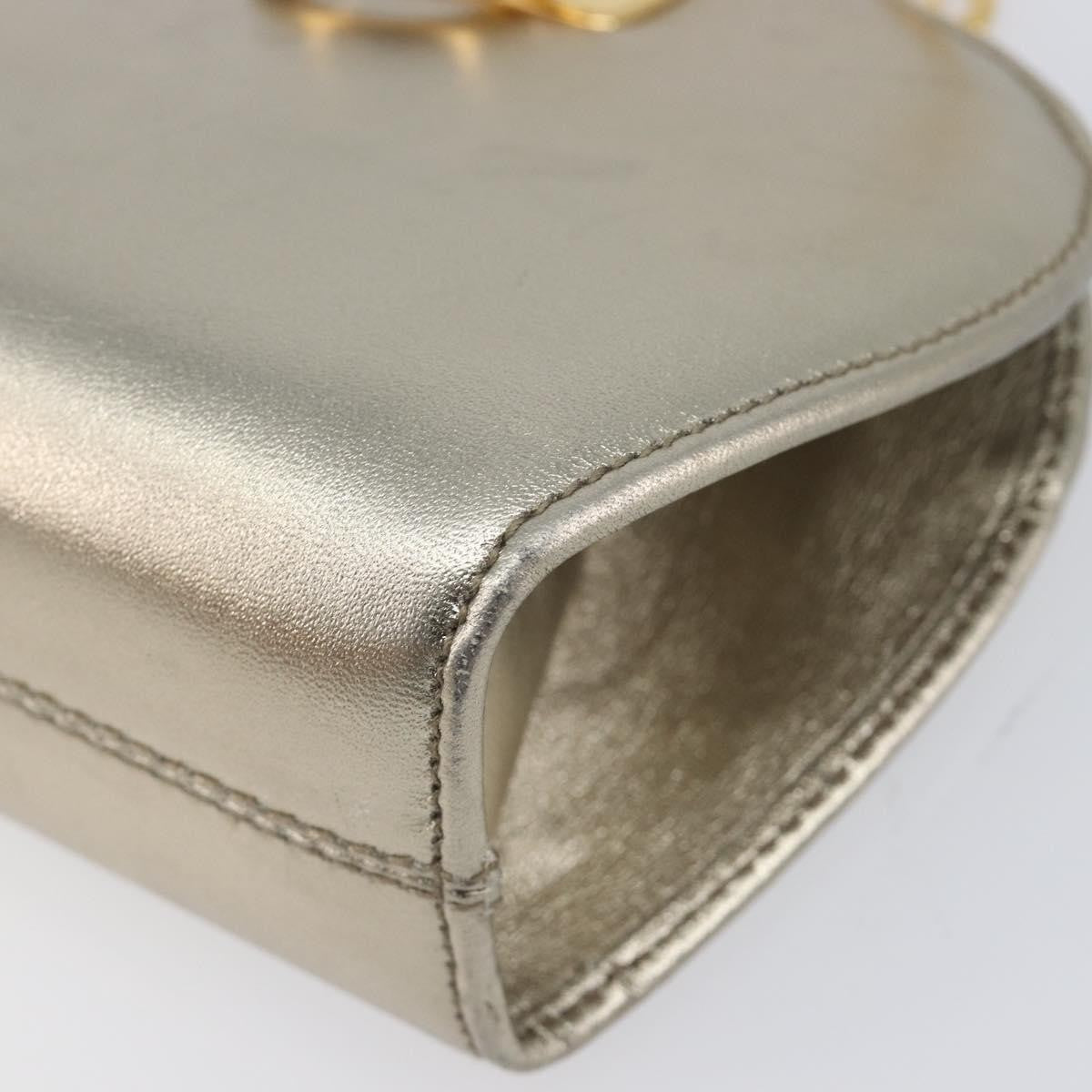 Salvatore Ferragamo Gancini Chain Leather, Gold, Leather, Shoulder Bag