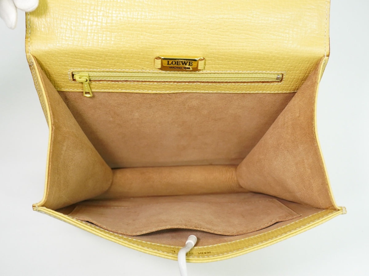 Loewe Barcelona Top Handle Leather, Yellow, Leather, Tote Bag