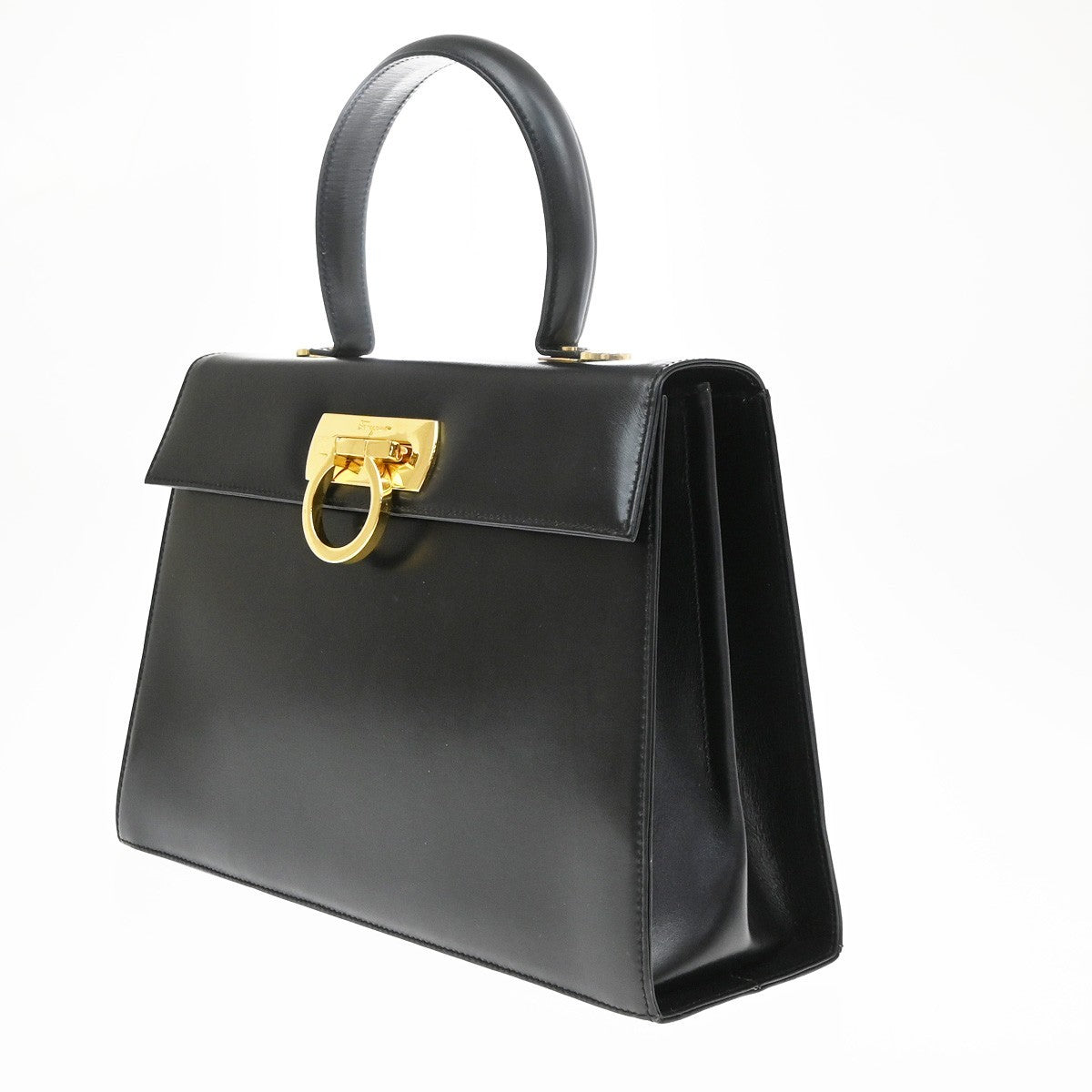 Salvatore Ferragamo Convertible Top Handle Leather, Black, Leather, Handbag