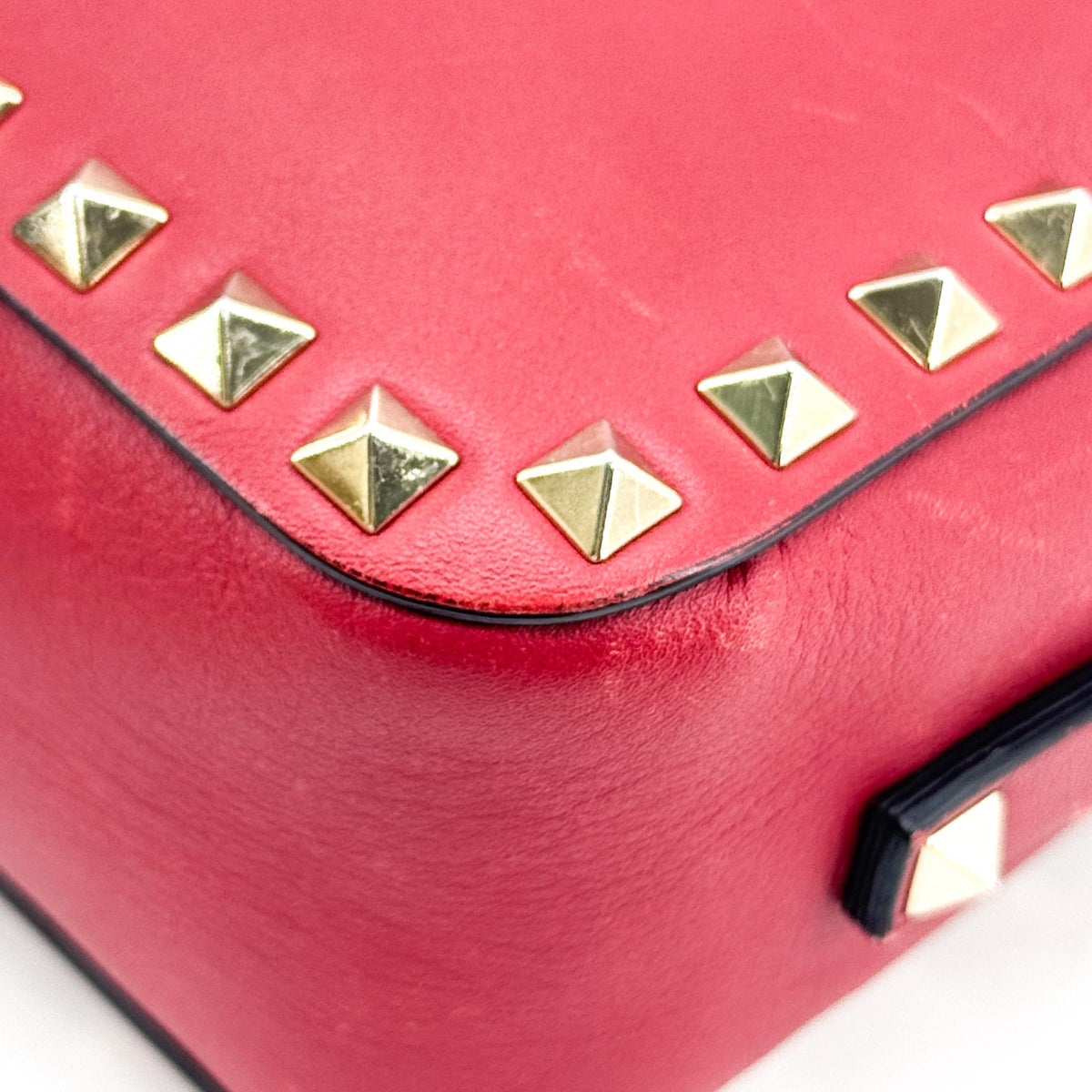 Valentino Garavani Rockstud Camera Leather, Red, Leather, Crossbody Bag