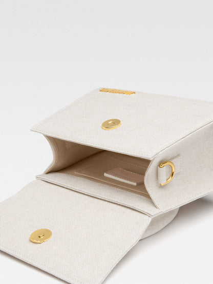 Jacquemus Chiquito mini beige clair linen, BEIGE, LEATHER, Crossbody bag
