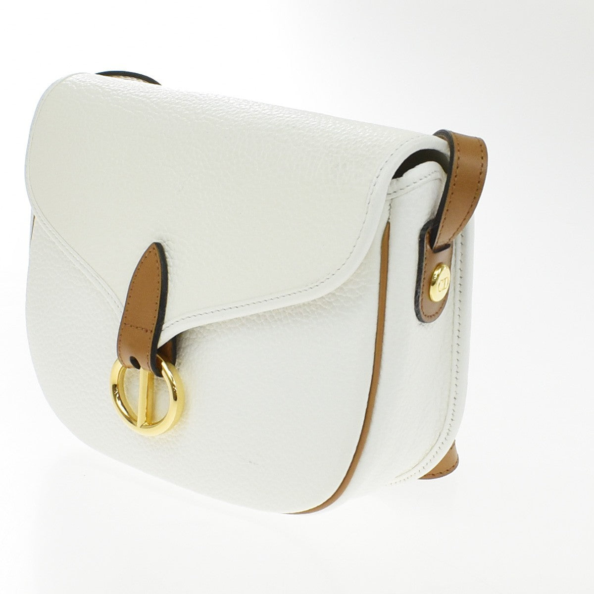 Christian Dior Vintage CD Flap Leather, White, Leather, Shoulder Bag