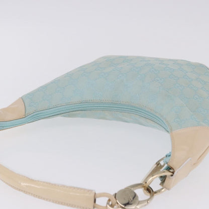 Gucci Vintage Zip Hobo GG Canvas and Patent, Blue, Canvas, Shoulder Bag