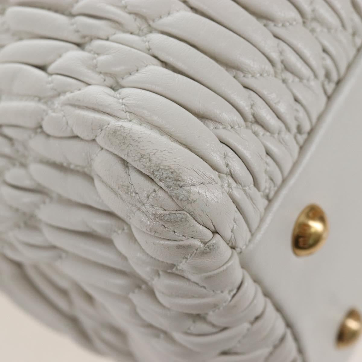 Miu Miu Crystal Convertible Matelasse Leather, White, Leather, Tote Bag