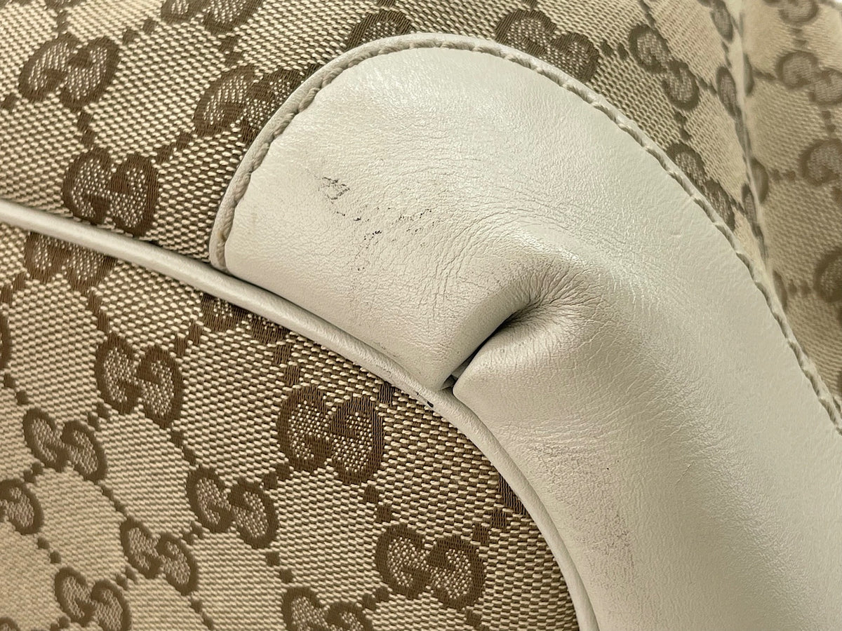Gucci Sukey Top Handle Satchel GG Canvas with Leather, Beige, Canvas, Handbag