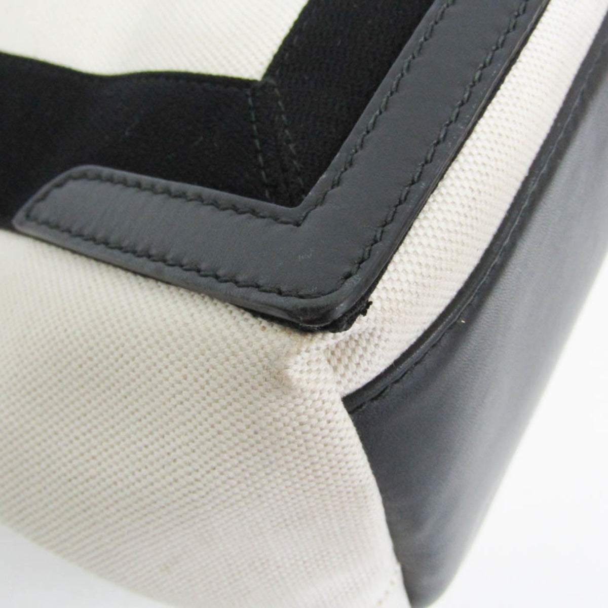 Balenciaga Navy Cabas Canvas with Leather, White, Canvas, Tote Bag