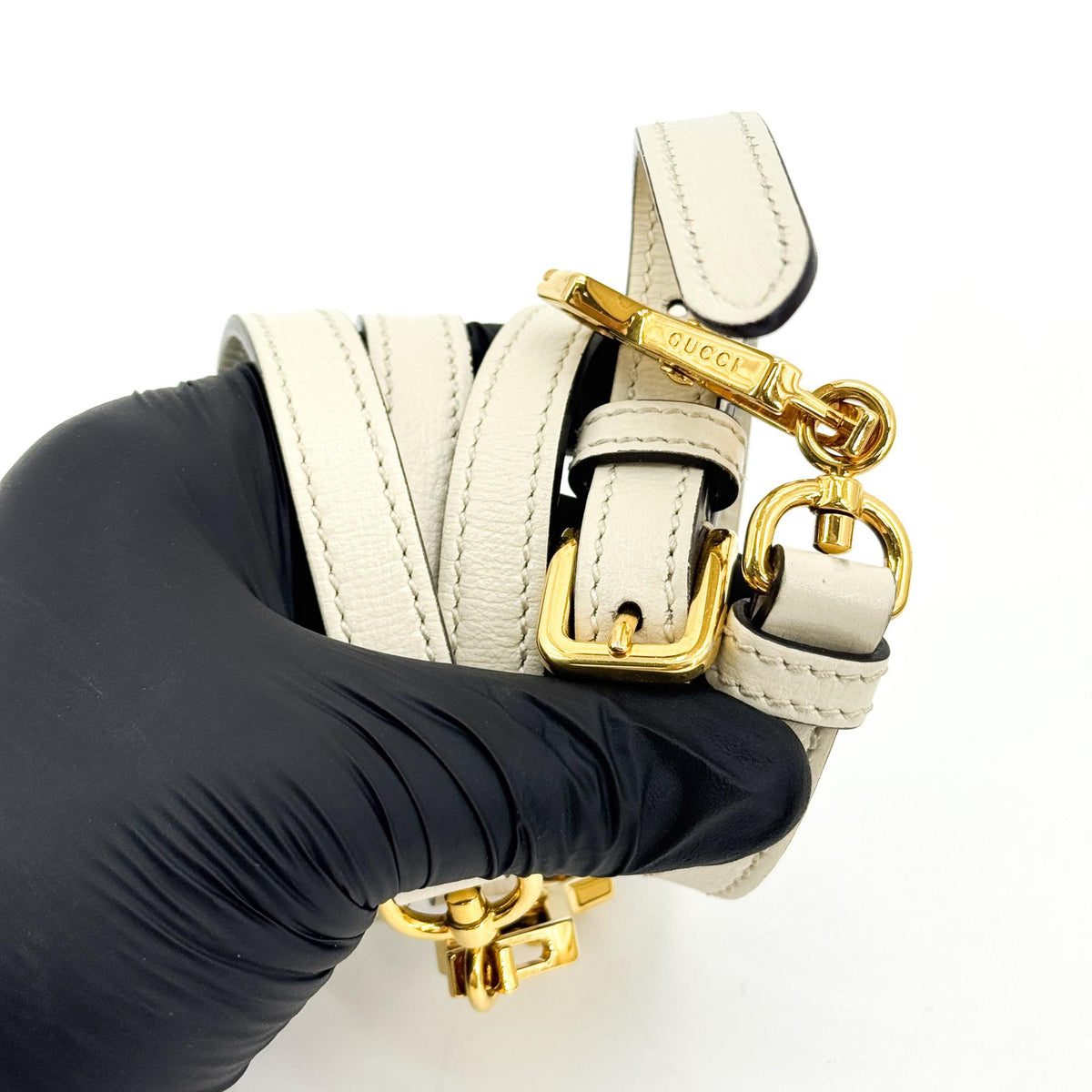 Gucci Horsebit 1955 Top Handle GG Canvas with Leather, White, Canvas, Handbag