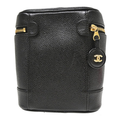 Chanel Vintage Timeless Cosmetic Case Caviar, Black, Leather, Handbag