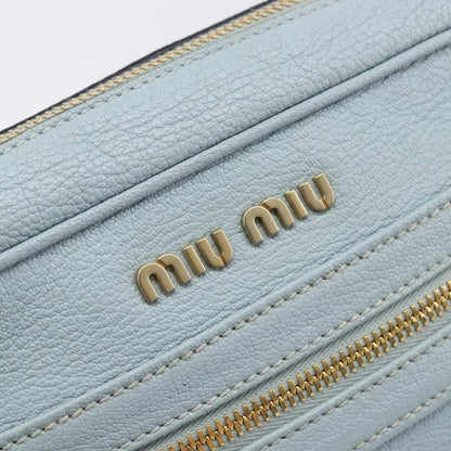 Miu Miu Madras Zip Pocket Leather, Blue, Leather, Crossbody Bag