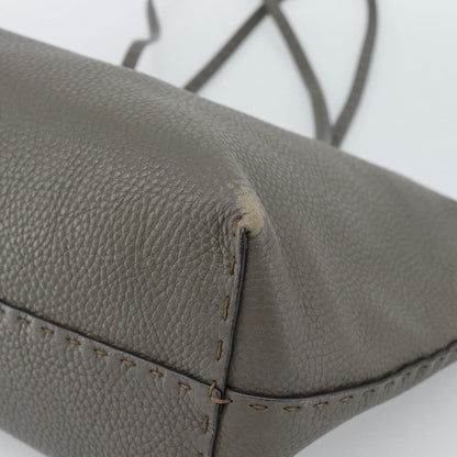 Fendi Selleria Carla Leather, Gray, Leather, Tote Bag