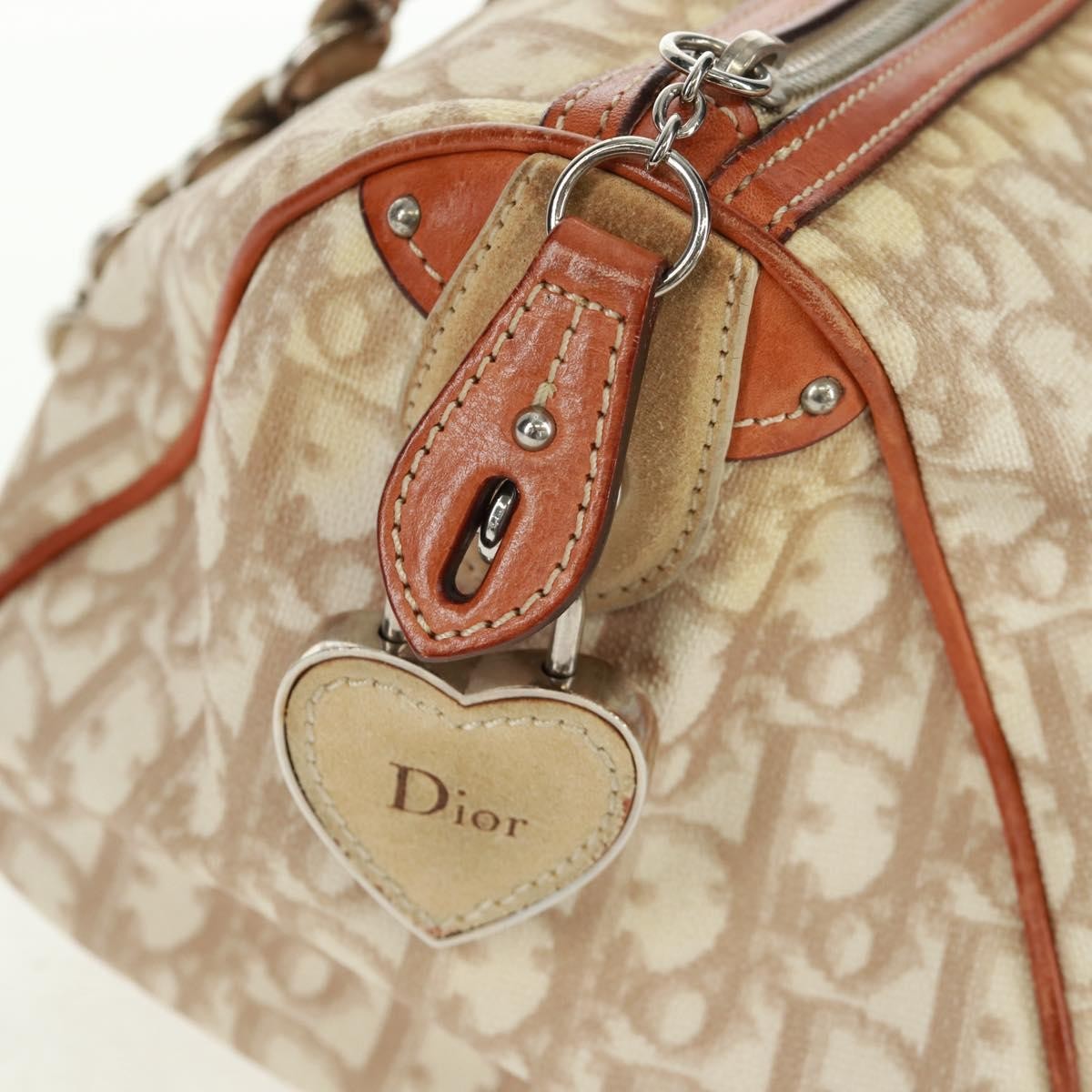 Christian Dior Vintage Trotter Romantique Boston Diorissimo Coated Canvas, Beige, Canvas, Handbag