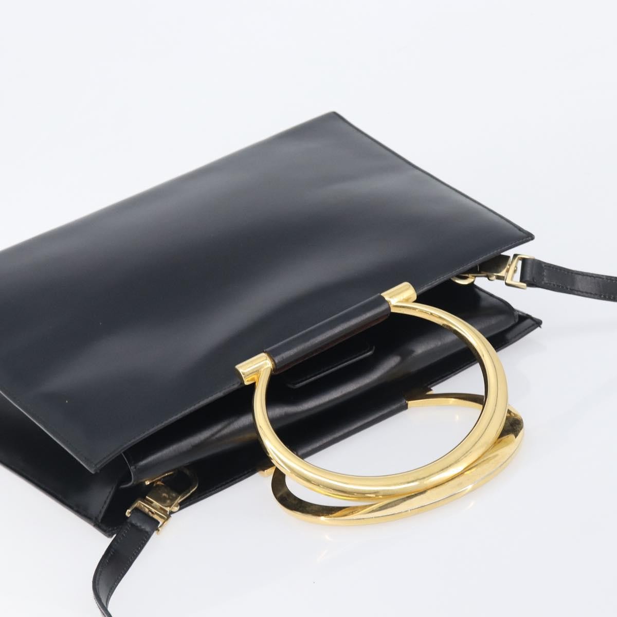 Celine Top Handle Leather, Black, Leather, Handbag