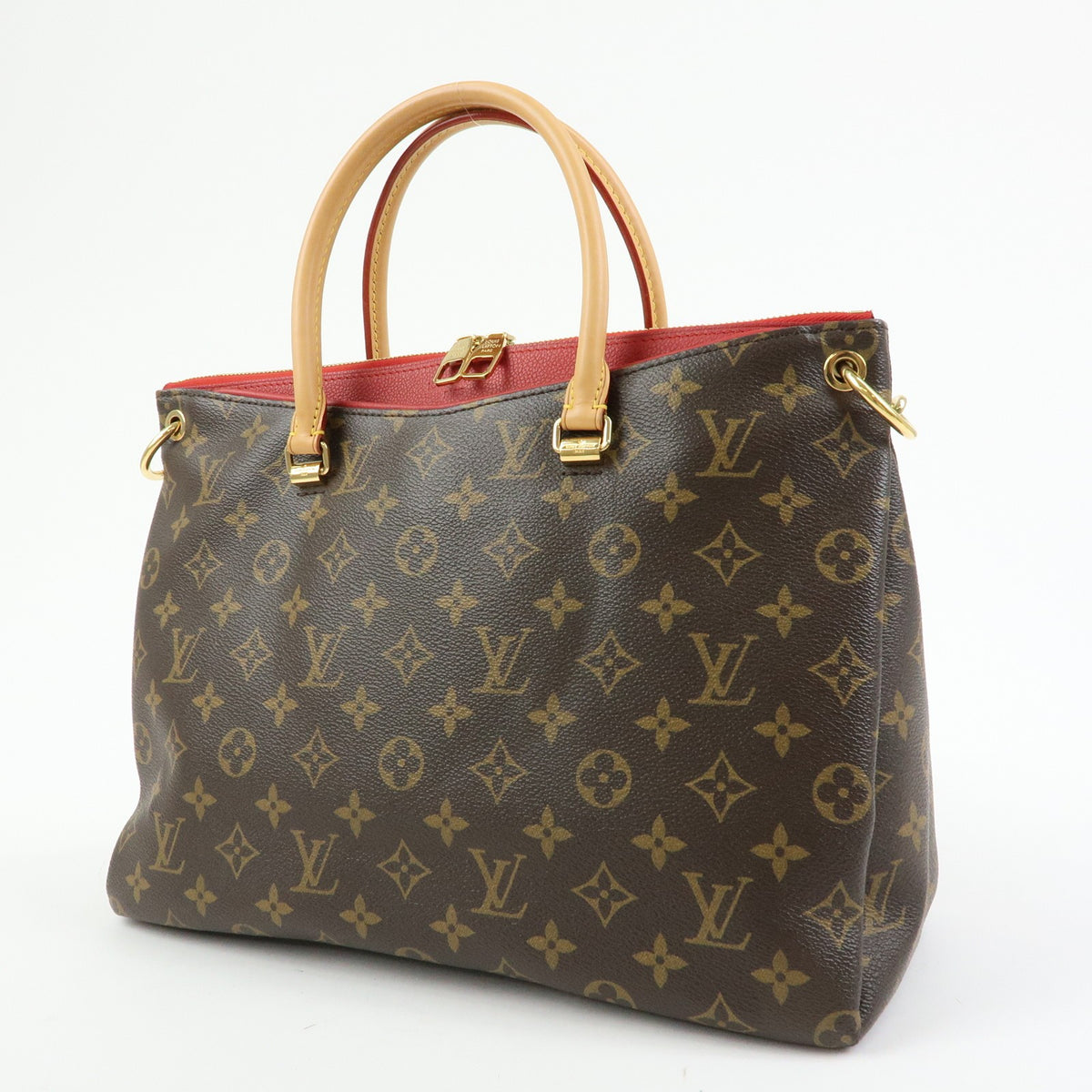 Louis Vuitton Pallas Monogram Canvas with Leather, Brown, Canvas, Tote Bag