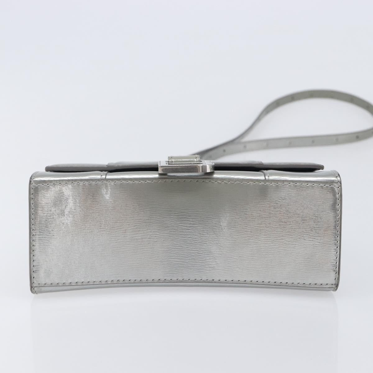 Balenciaga Hourglass Top Handle Leather, Silver, Leather, Handbag