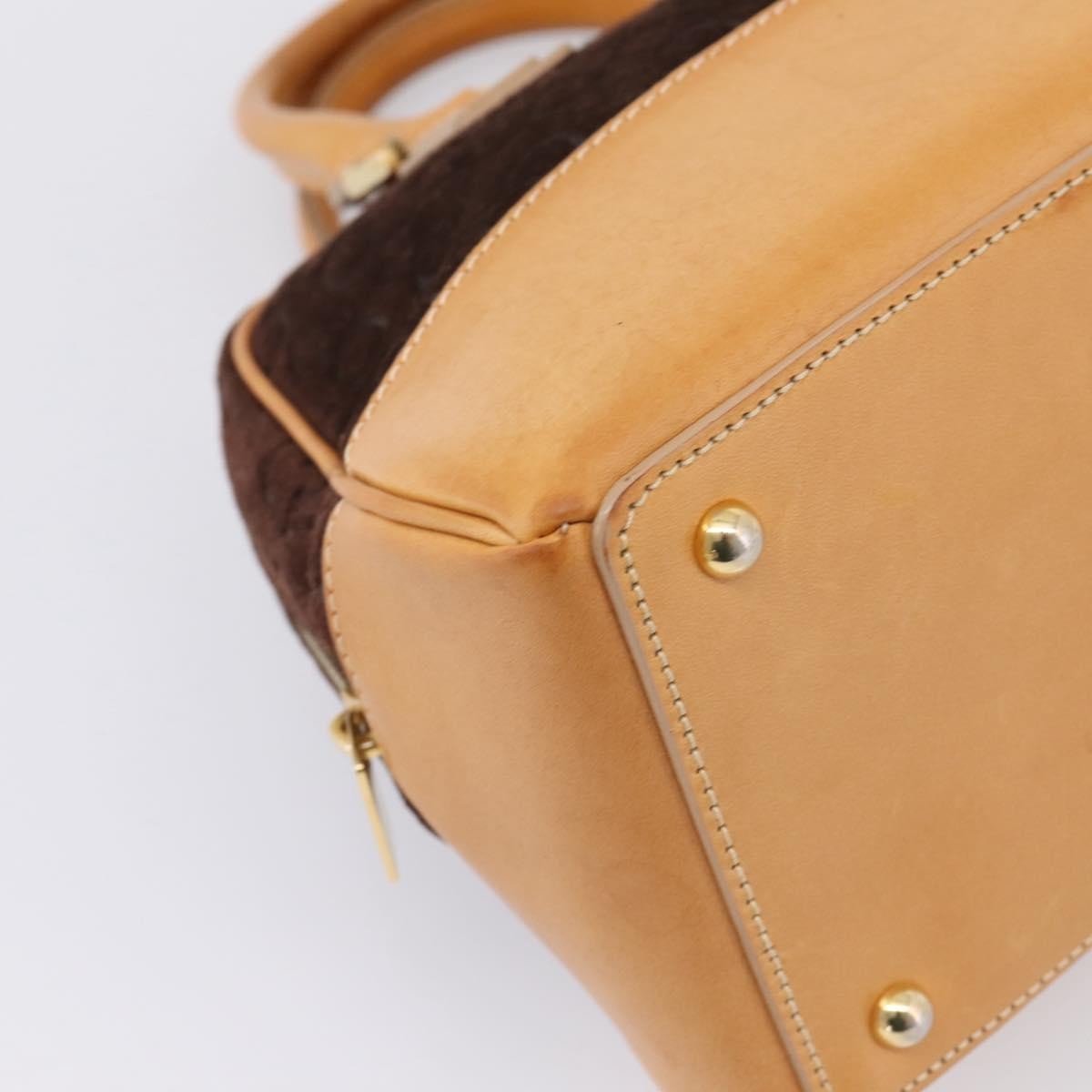 Celine C Macadam Suede and Leather, Brown, Suede, Handbag