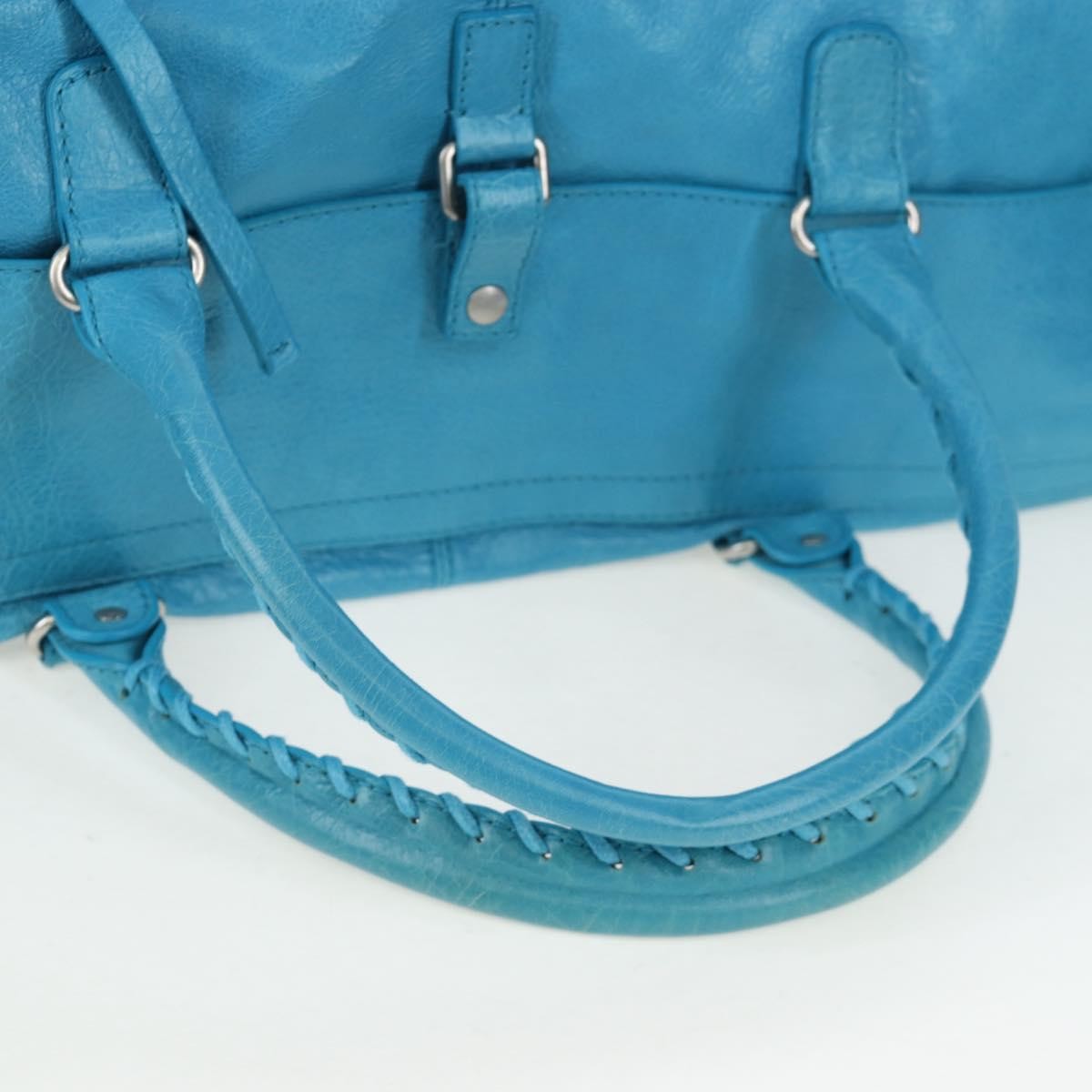 Balenciaga Squash Duffle Leather, Blue, Leather, Handbag