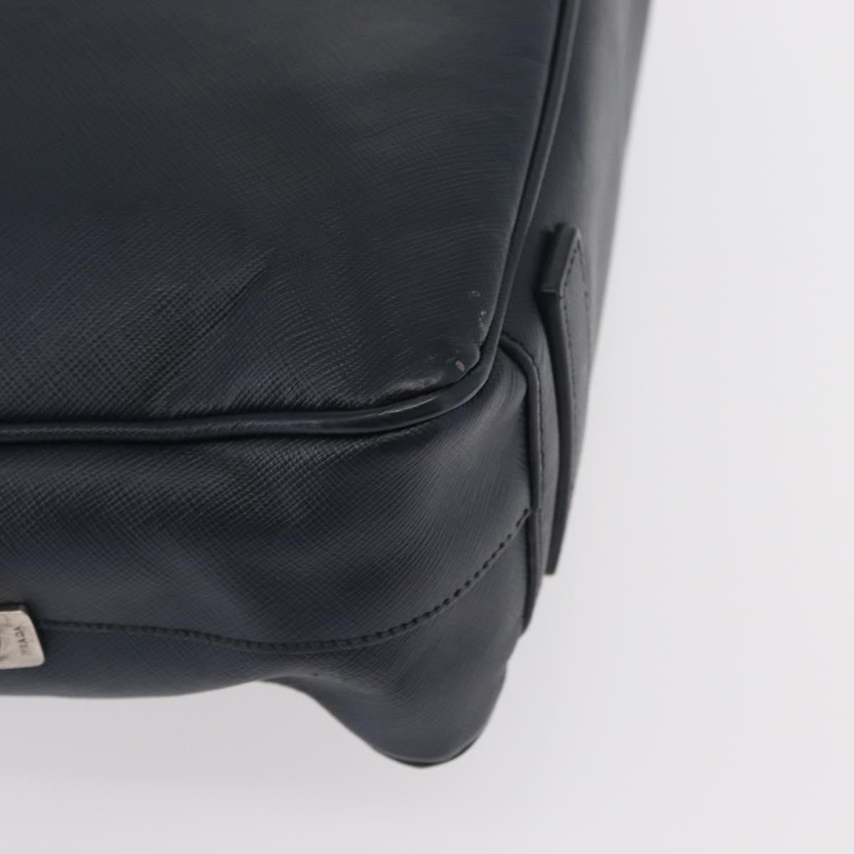 Prada Convertible Zip Around Saffiano Leather, Navy, Leather, Briefcase
