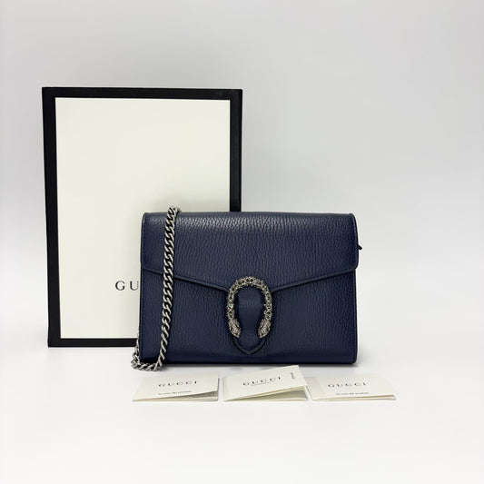 Gucci Dionysus Embellished GG Coated Canvas, Navy, Leather, Handbag