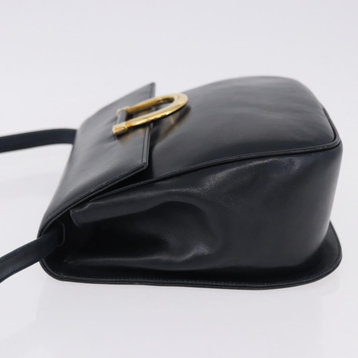 Salvatore Ferragamo Gancini Leather, Navy, Leather, Shoulder Bag
