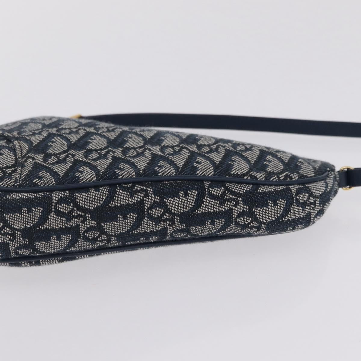 Christian Dior Vintage Saddle Bag Canvas, Navy, Canvas, Clutch