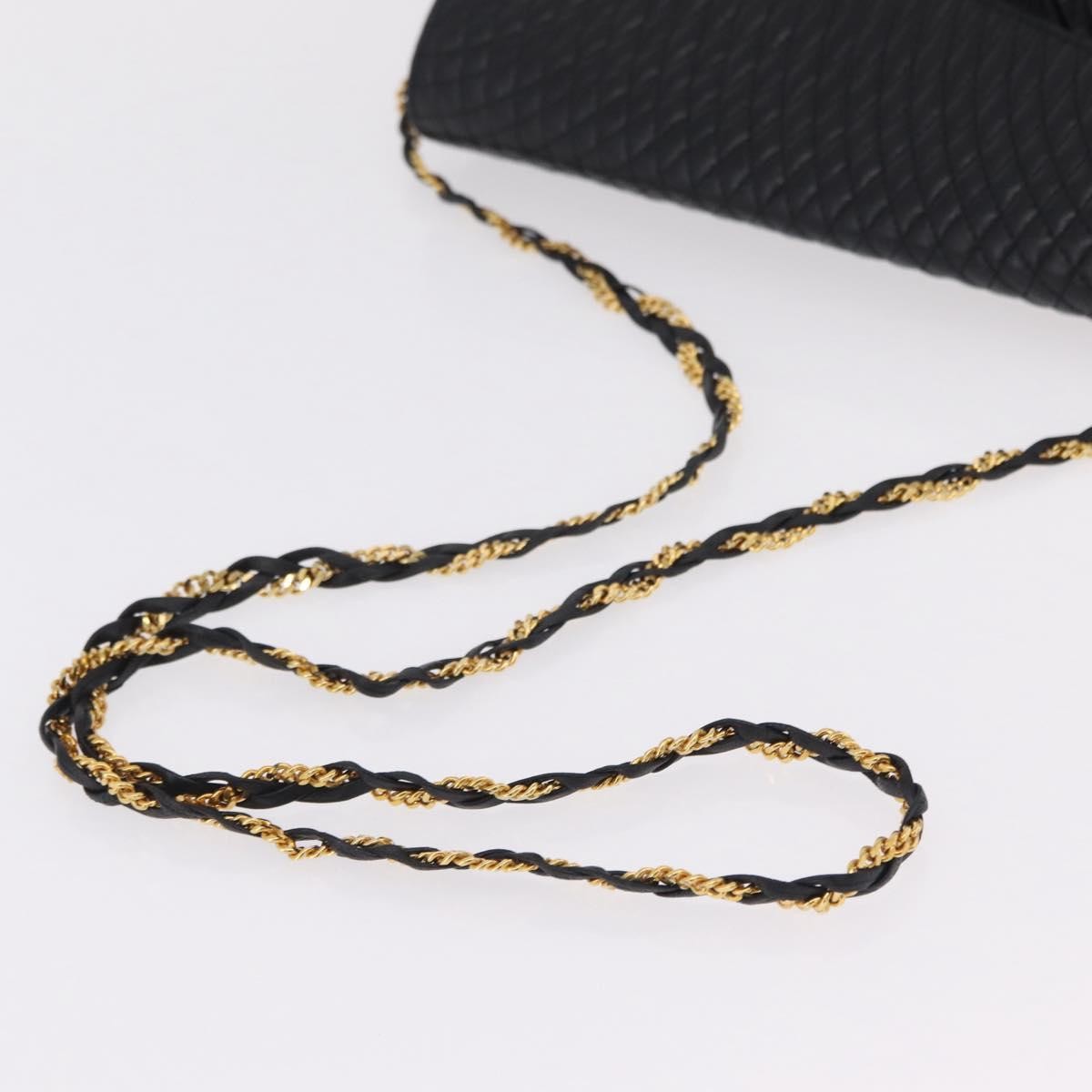 Bally Vintage Chain Quilted Leather, Black, Leather, Shoulder Bag