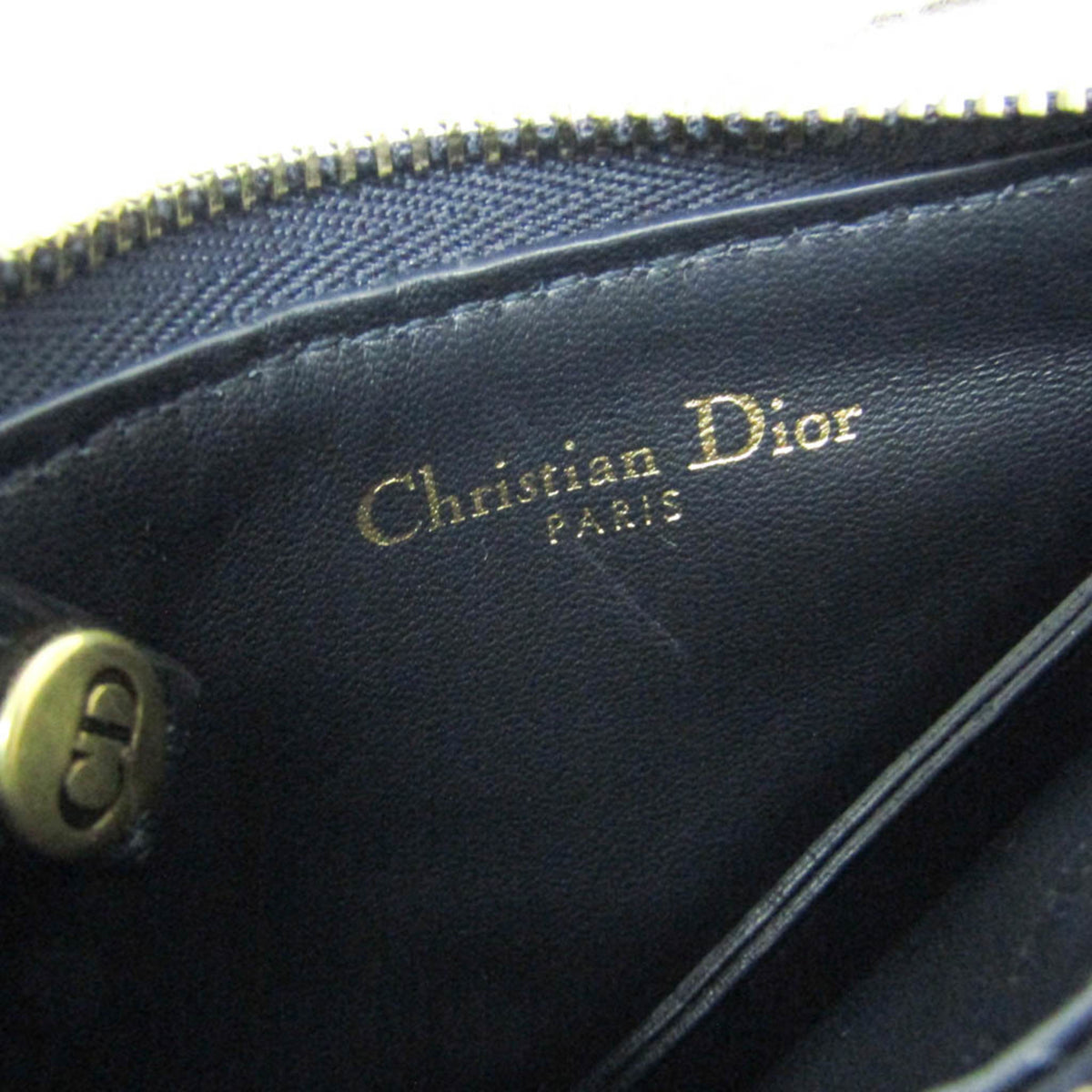 Christian Dior Vintage Saddle Zip Coin Purse Diorissimo Canvas, Navy, Canvas, Clutch