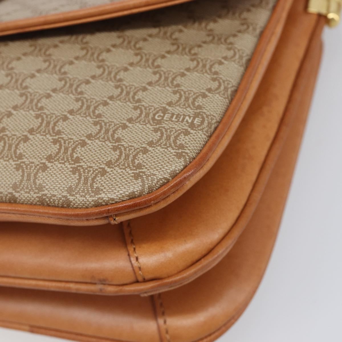 Celine Vintage Macadam Canvas and Leather, Beige, Canvas, Shoulder Bag