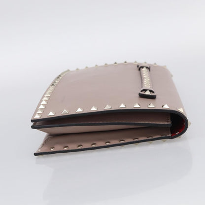 Valentino Garavani Rockstud Flap Clutch Leather, Beige, Leather, Clutch